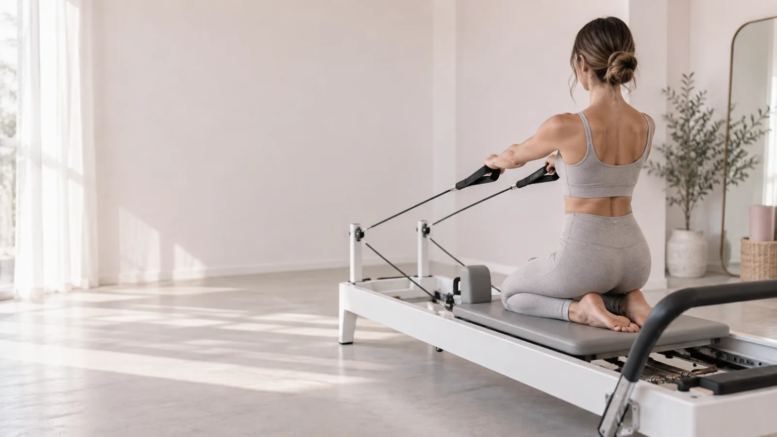 Elazığ'da reformer pilates seansında iplerle çalışma